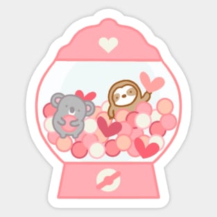 Cute Sloth Koala Gumball Machine Sticker